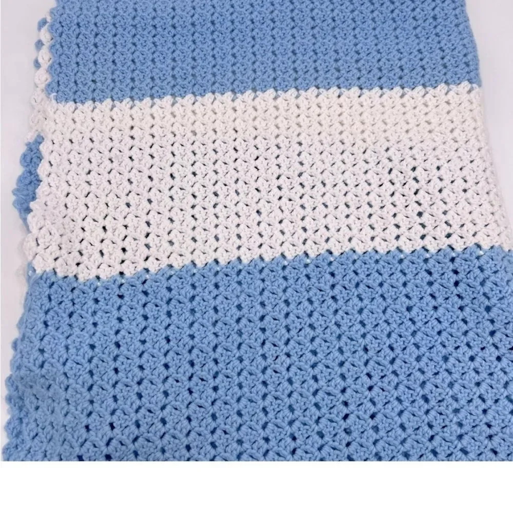 Hand Knit Crochet Throw Blanket 49.5